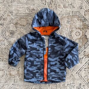 Carter's 4T Blue Camo Rain Jacket with Bright Orange Interior